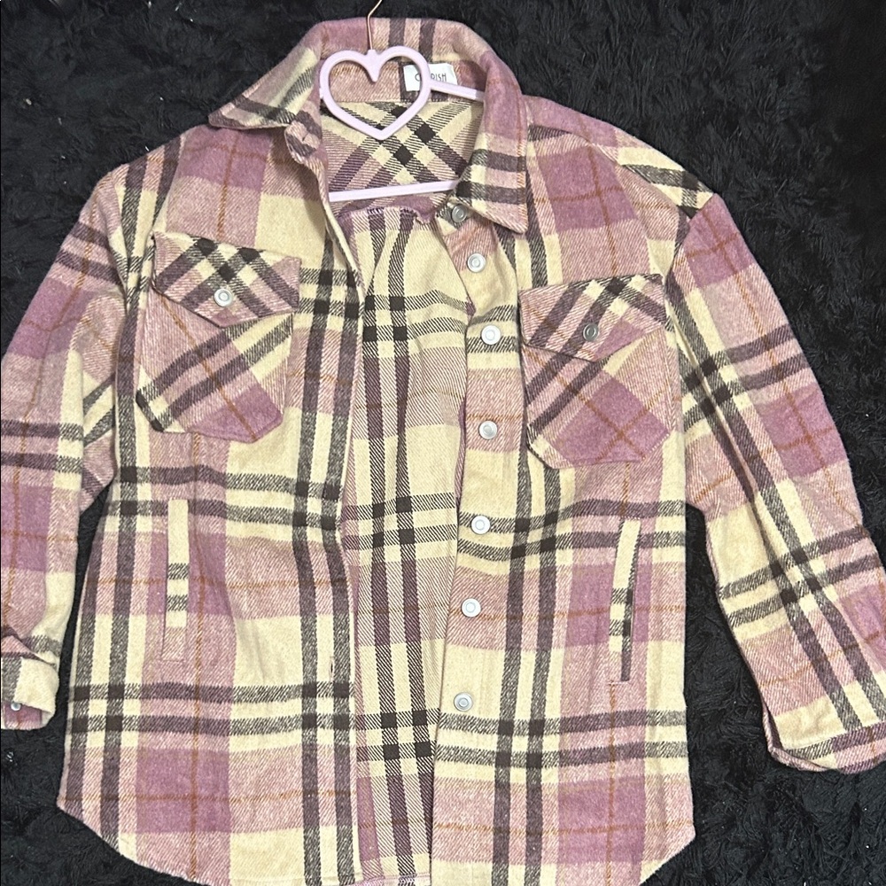 Plaid Kids Shirt in Pink and Yellow